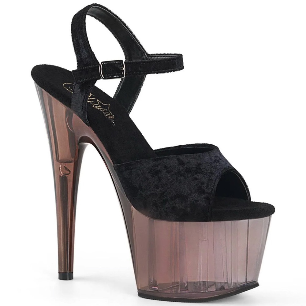 Pleaser Adore 709 Black / Smoke Velvet 7” Heel